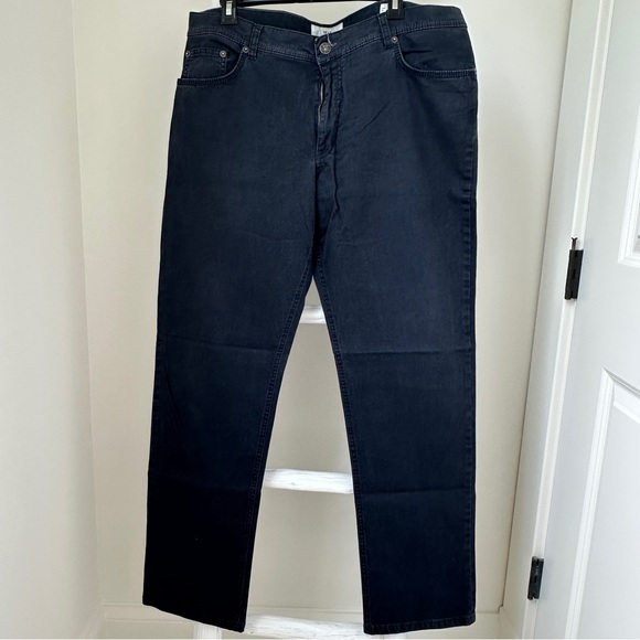 Brax Men’s Cooper Regular Fit Micropattern Five Pocket Navy Pants Size 38 - Picture 1 of 13